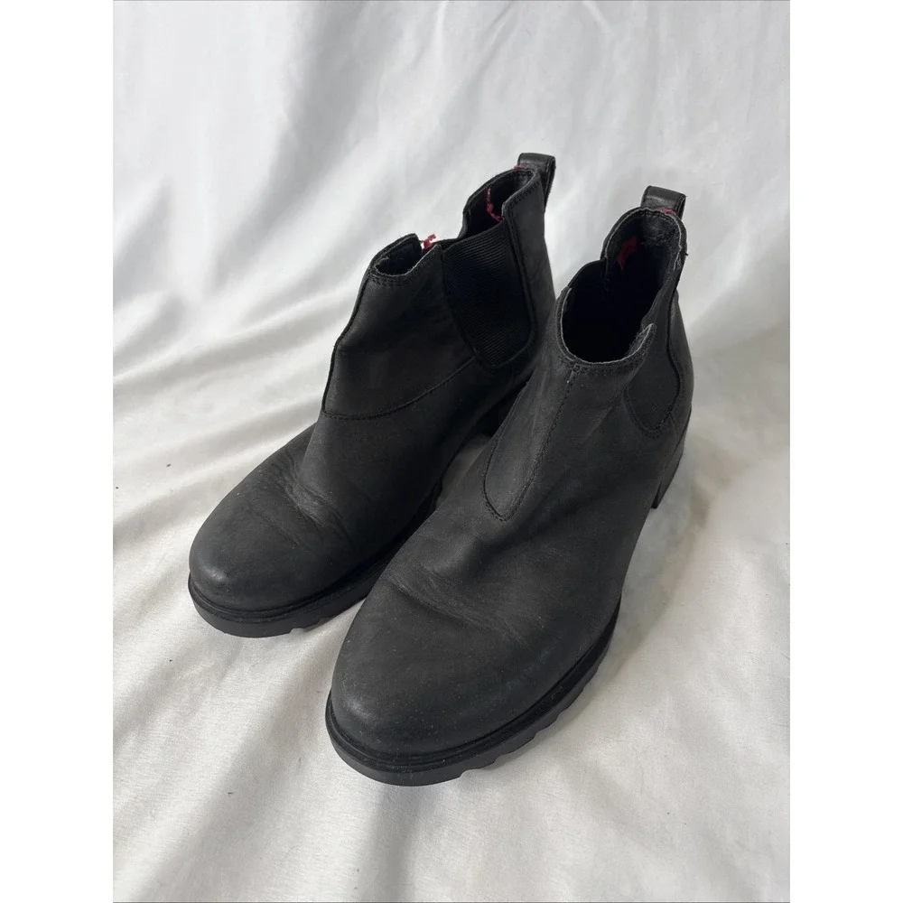 Sorel Women's Emelie Chelsea‎ Black Waterproof Leather Boots Size 10 Gorpcore